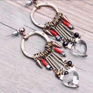 Bohemian tribal charm beaded dangle earrings